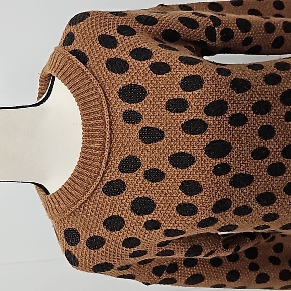 Madewell Black Brown Polka Dot Long Sleeve Wool Sweater Dress Size XS - Picture 4 of 15